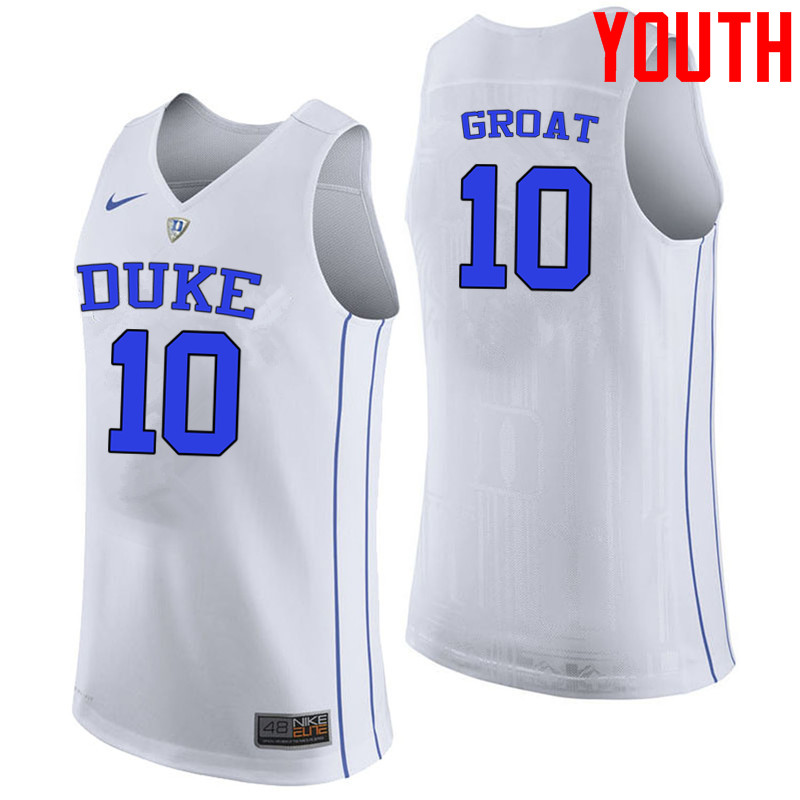 Youth #10 Dick Groat Duke Blue Devils College Basketball Jerseys-White